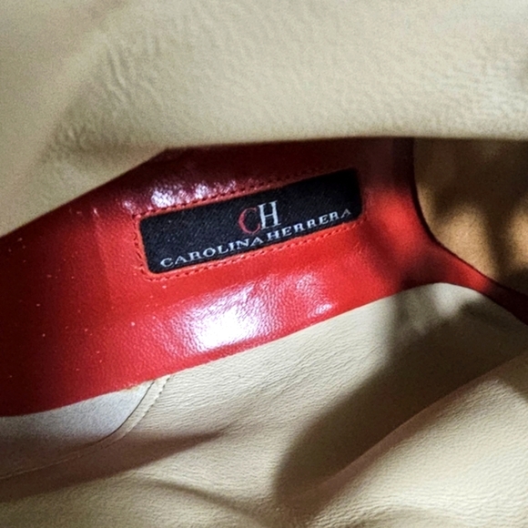 Carolina Herrera Lace-Up Peep Toe Heels | Size 38 | Suede Tan Brown Booties CH - Picture 6 of 6